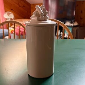 Pier 1 Made in Japan White Ceramic Canister with Decorative Lid